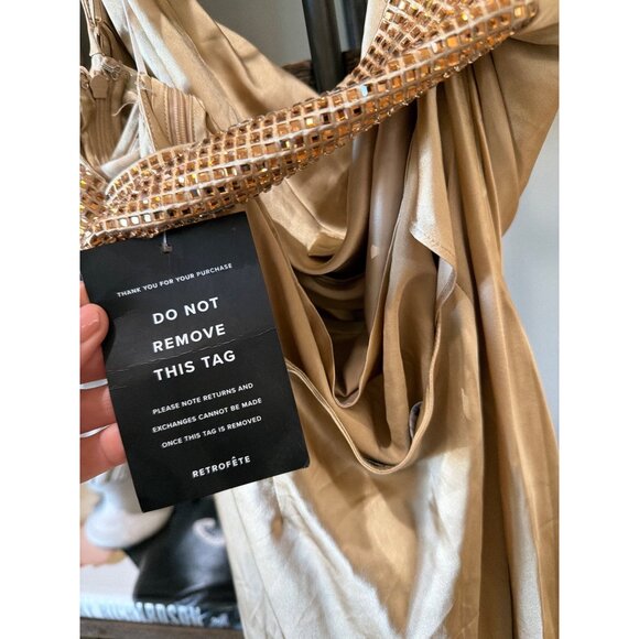 retrofete Emery Silk Crystal Embellished Gown Dress Nude Womens Size Small - Picture 13 of 16